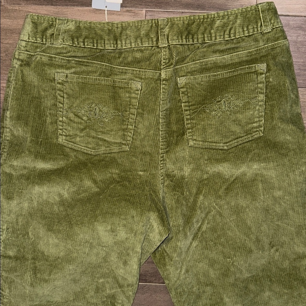 Tehama by Nancy Haley Olive Green Wide Leg Corduroy Pants SZ 14 - Picture 5 of 9